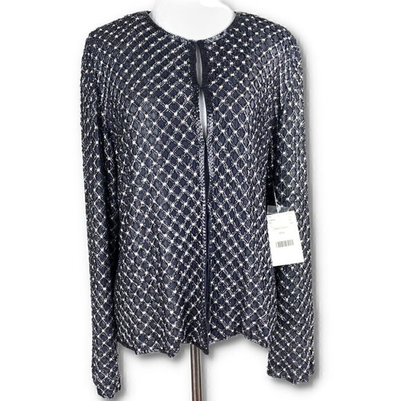 Doncastor jacket size 10 navy blue silver beaded formal mother of the bride